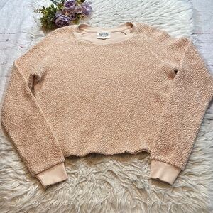 Nation LTD Textured Raglan Raw Hem Pullover Sweatshirt sz S